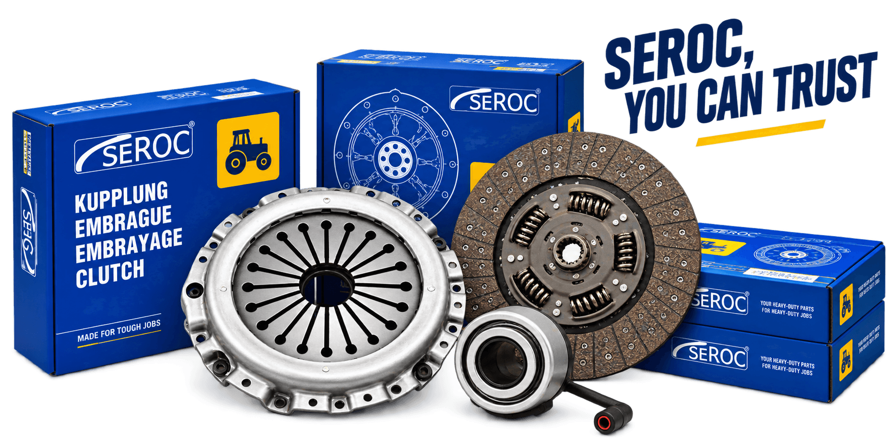 SEROC clutch kits and branded product packaging